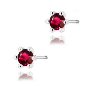 Kolczyki K0222 Rubin 2 x 0,30ct białe złoto sztyft zakręcany