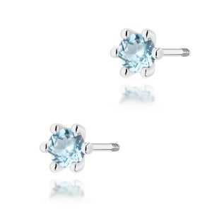 Kolczyki K0222 Topaz Swiss 2 x 0,15ct białe złoto sztyft zakręcany