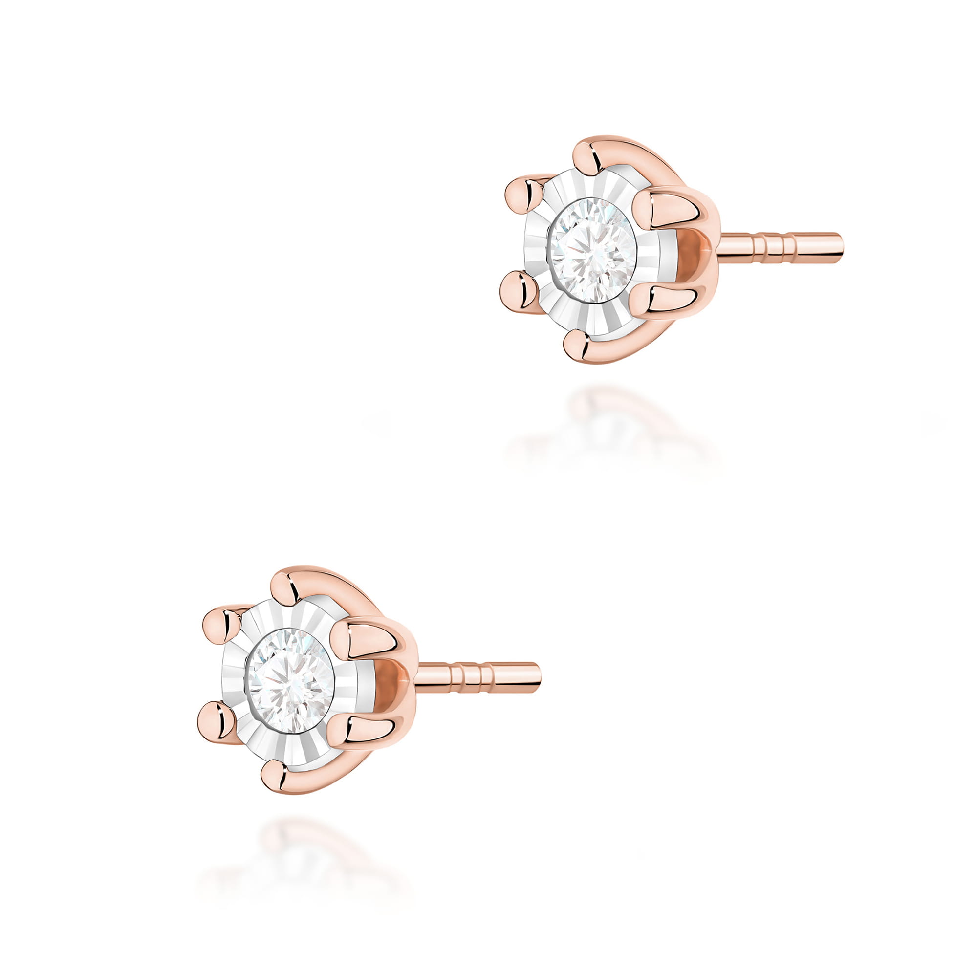 Kolczyki K0222BT Diament 2 x 0,08ct różowe złoto