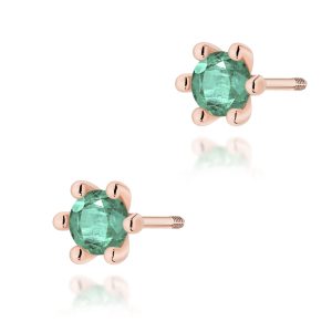 Kolczyki K0222 Szmaragd 2 x 0,30ct różowe złoto sztyft zakręcany