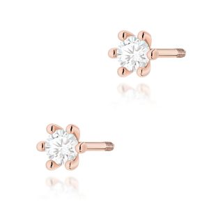 Kolczyki K0222 Diament Laboratoryjny 2 x 0,10ct różowe złoto sztyft zakręcany