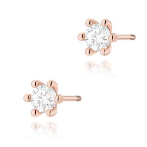 Kolczyki K0222 Diament Laboratoryjny 2 x 0,30ct różowe złoto sztyft zakręcany
