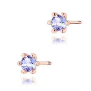 Kolczyki K0222 Tanzanit 2 x 0,15ct różowe złoto sztyft zakręcany