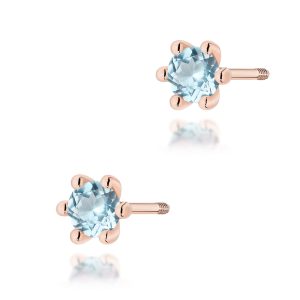Kolczyki K0222 Topaz Swiss 2 x 0,15ct różowe złoto sztyft zakręcany