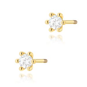 Kolczyki K0222 Diament 2 x 0,10ct żółte złoto sztyft zakręcany