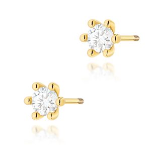 Kolczyki K0222 Diament 2 x 0,30ct żółte złoto sztyft zakręcany