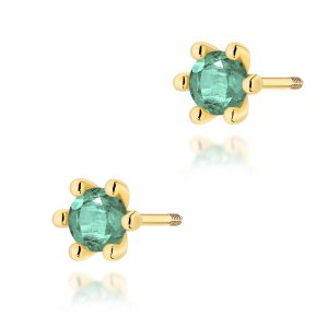 Kolczyki K0222 Szmaragd 2 x 0,30ct żółte złoto sztyft zakręcany