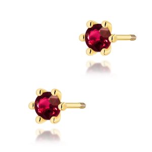 Kolczyki K0222 Rubin 2 x 0,15ct żółte złoto sztyft zakręcany