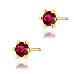Kolczyki K0222 Rubin 2 x 0,30ct żółte złoto sztyft zakręcany