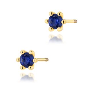 Kolczyki K0222 Szafir 2 x 0,15ct żółte złoto sztyft zakręcany
