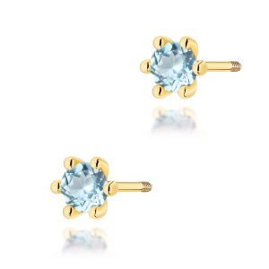 Kolczyki K0222 Topaz Swiss 2 x 0,15ct żółte złoto sztyft zakręcany