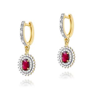 Kolczyki K0303 Rubin 2 x 0,60ct żółte złoto
