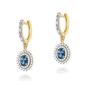 Kolczyki K0303 Topaz London Blue 2 x 0,50ct żółte złoto