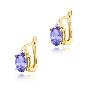 Kolczyki K0308 Tanzanit 2 x 0,70ct żółte złoto