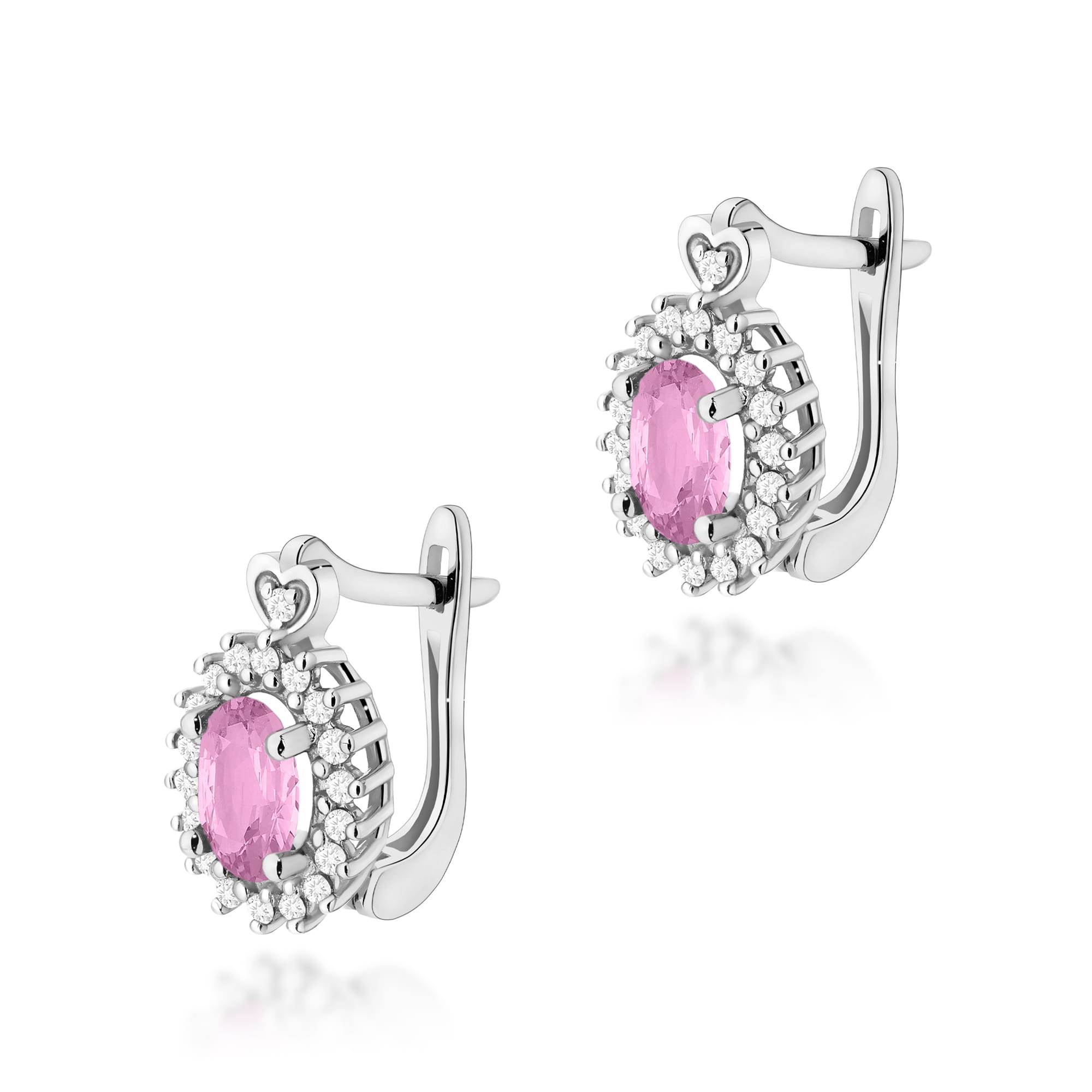 Kolczyki K0312 Szafir Różowy 2 x 0,45ct białe złoto