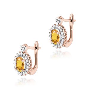 Kolczyki K0312 Cytryn 2 x 0,60ct różowe złoto