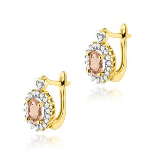 Kolczyki K0312 Morganit 2 x 0,40ct żółte złoto
