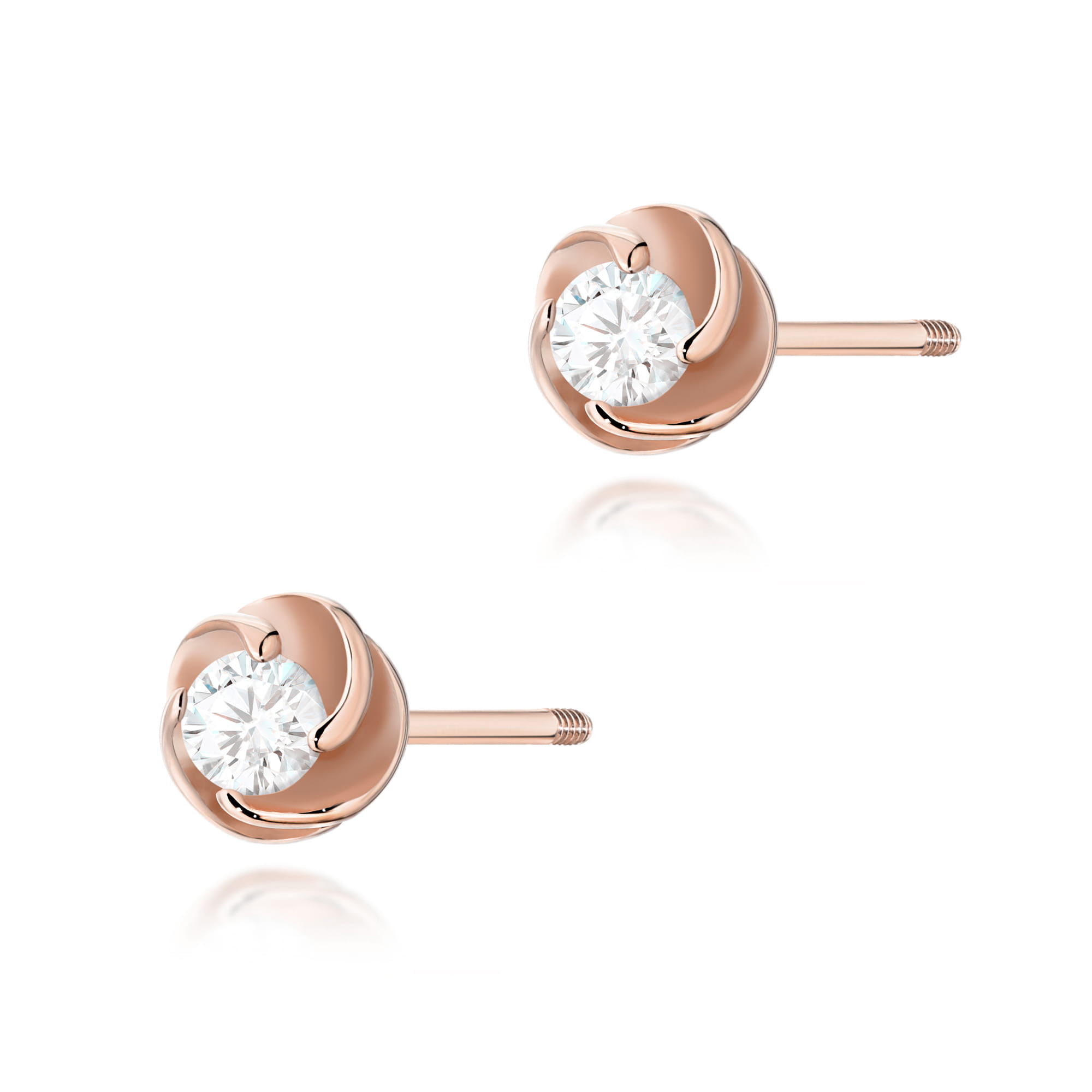 Kolczyki K0329 Diament 2 x 0,10ct różowe złoto sztyft zakręcany