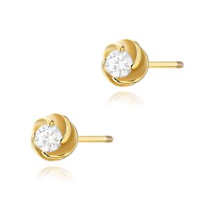Kolczyki K0329 Diament 2 x 0,08ct żółte złoto sztyft zakręcany