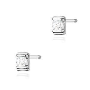 Kolczyki K0343 Diament 2 x 0,10ct białe złoto sztyft zakręcany