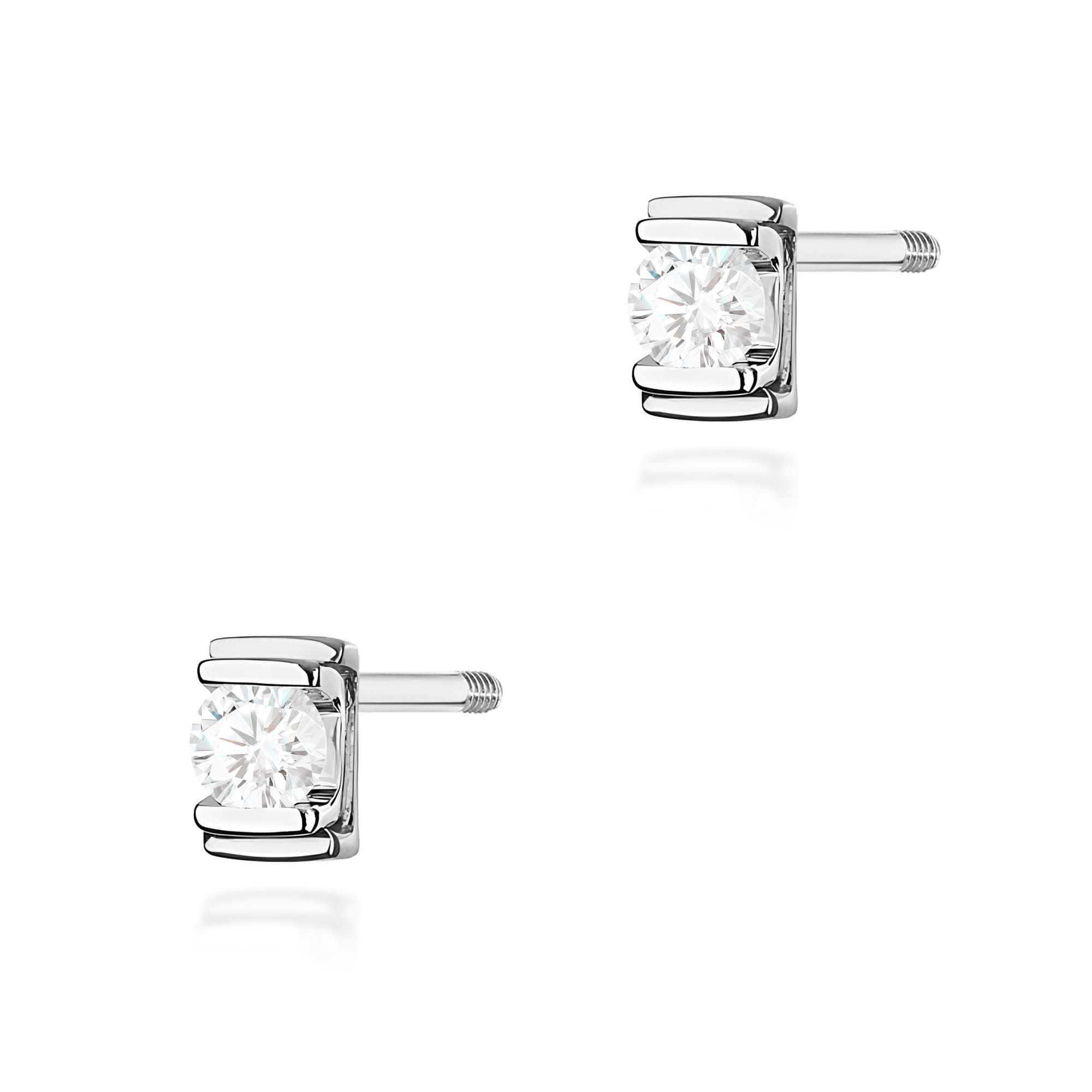 Kolczyki K0343 Diament 2 x 0,10ct białe złoto sztyft zakręcany