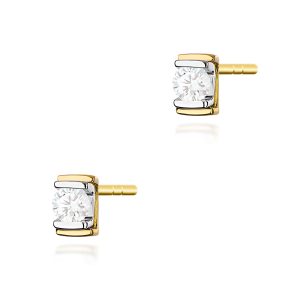 Kolczyki K0343 Diament 2 x 0,10ct żółte złoto