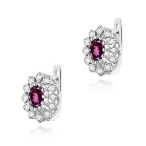 Kolczyki K0354 Rodolit 2 x 0,50ct białe złoto