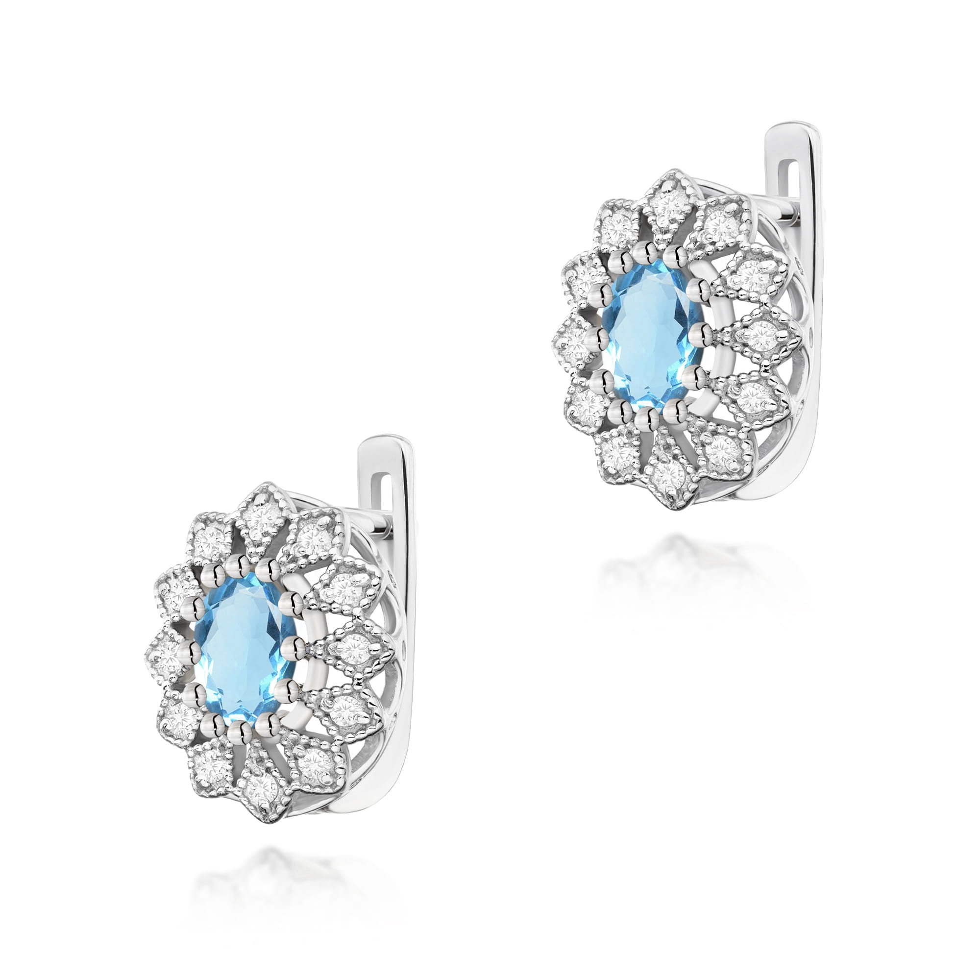 Kolczyki K0354 Topaz Swiss 2 x 0,50ct białe złoto