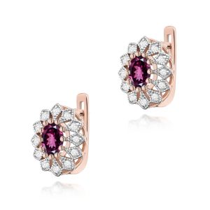 Kolczyki K0354 Rodolit 2 x 0,50ct różowe złoto