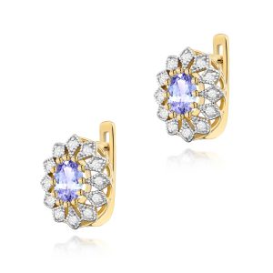 Kolczyki K0354 Tanzanit 2 x 0,40ct żółte złoto