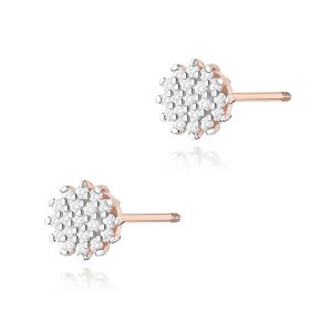 Kolczyki K0401 z diamentami różowe złoto sztyft zakręcany