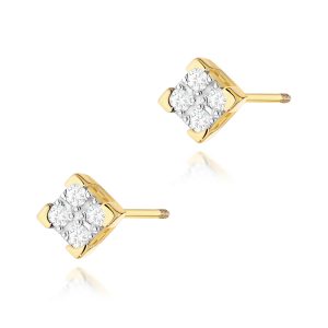 Kolczyki K0402 z diamentami żółte złoto sztyft zakręcany