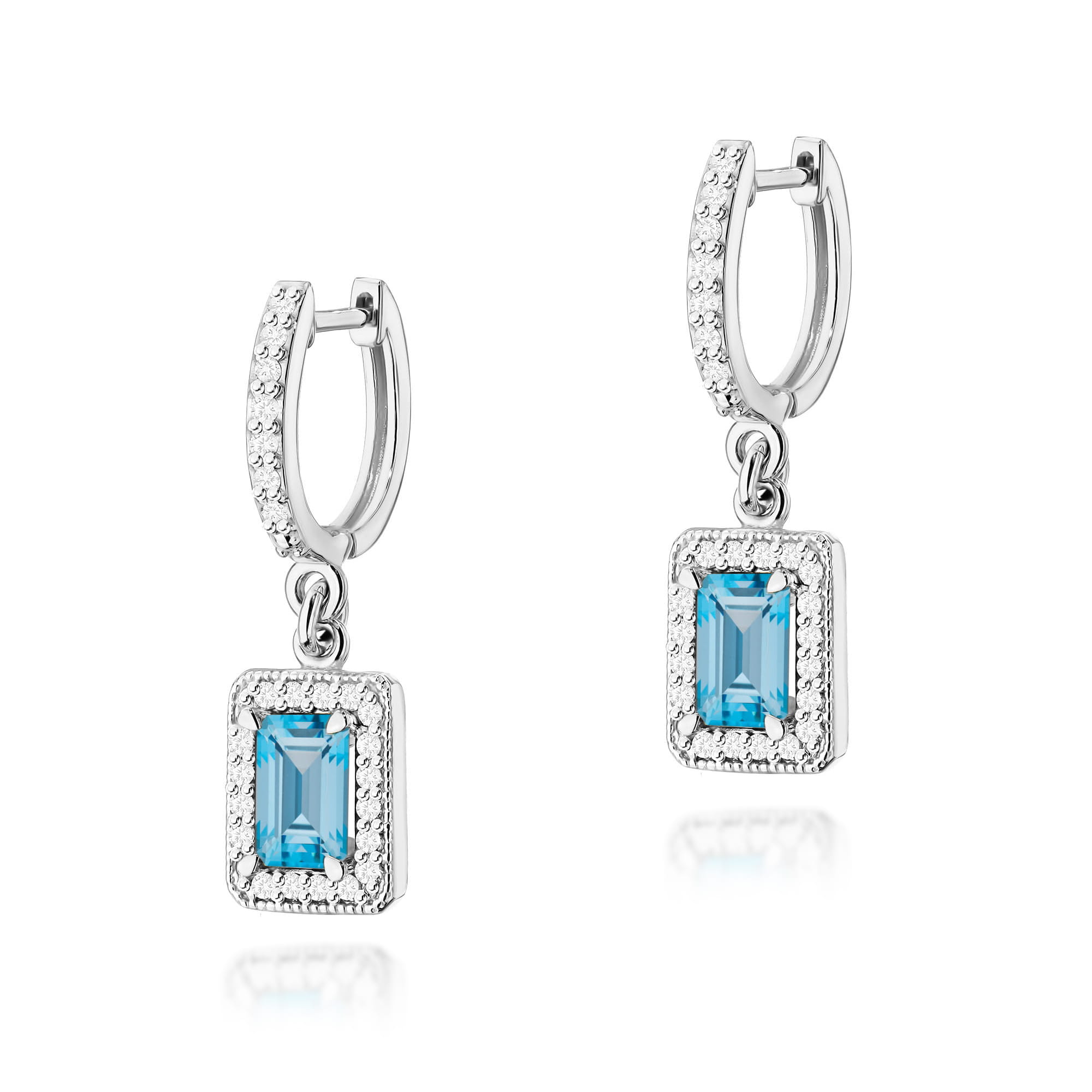 Kolczyki K0422 Topaz Swiss 2 x 0,65ct białe złoto