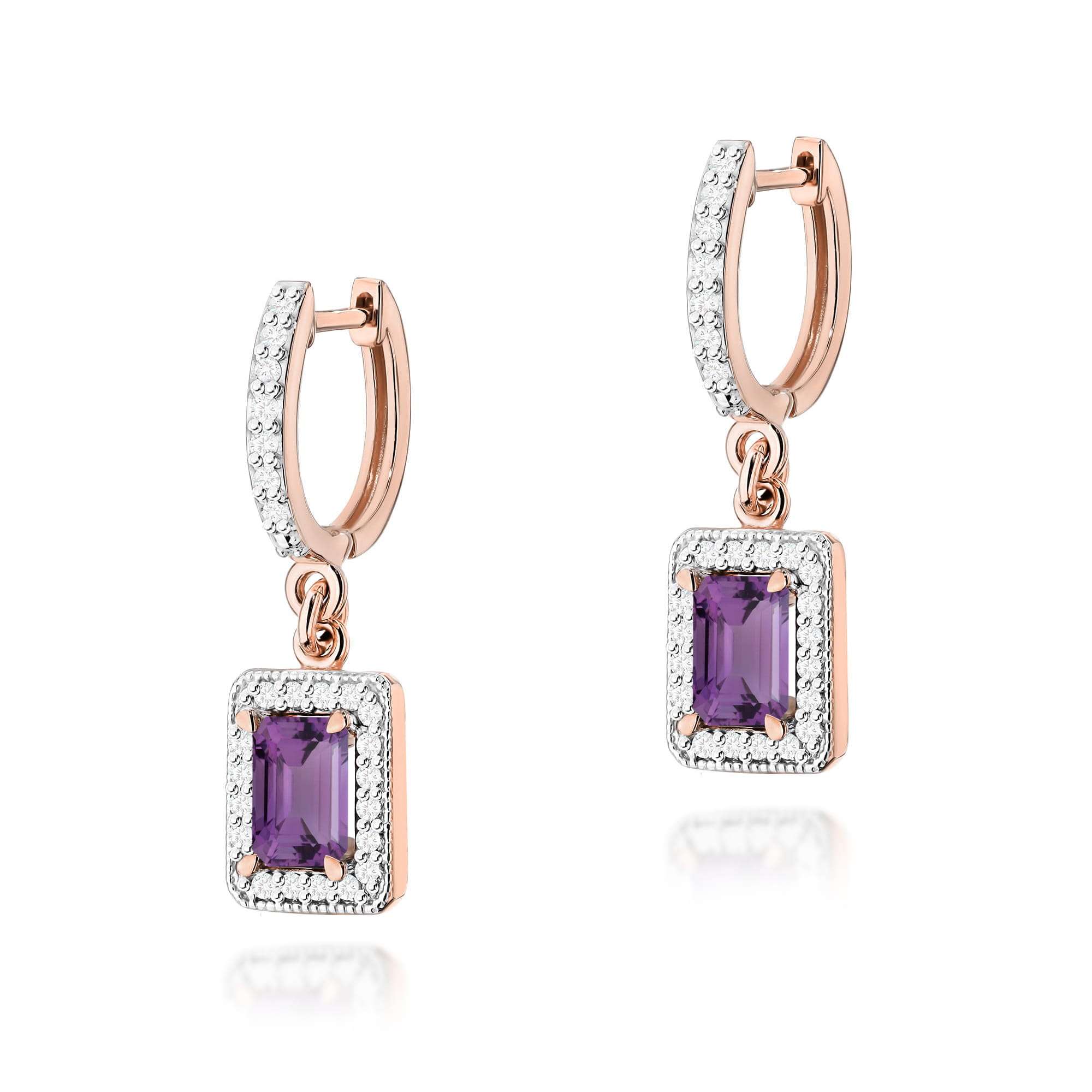 Kolczyki K0422 Ametyst 2 x 0,50ct różowe złoto