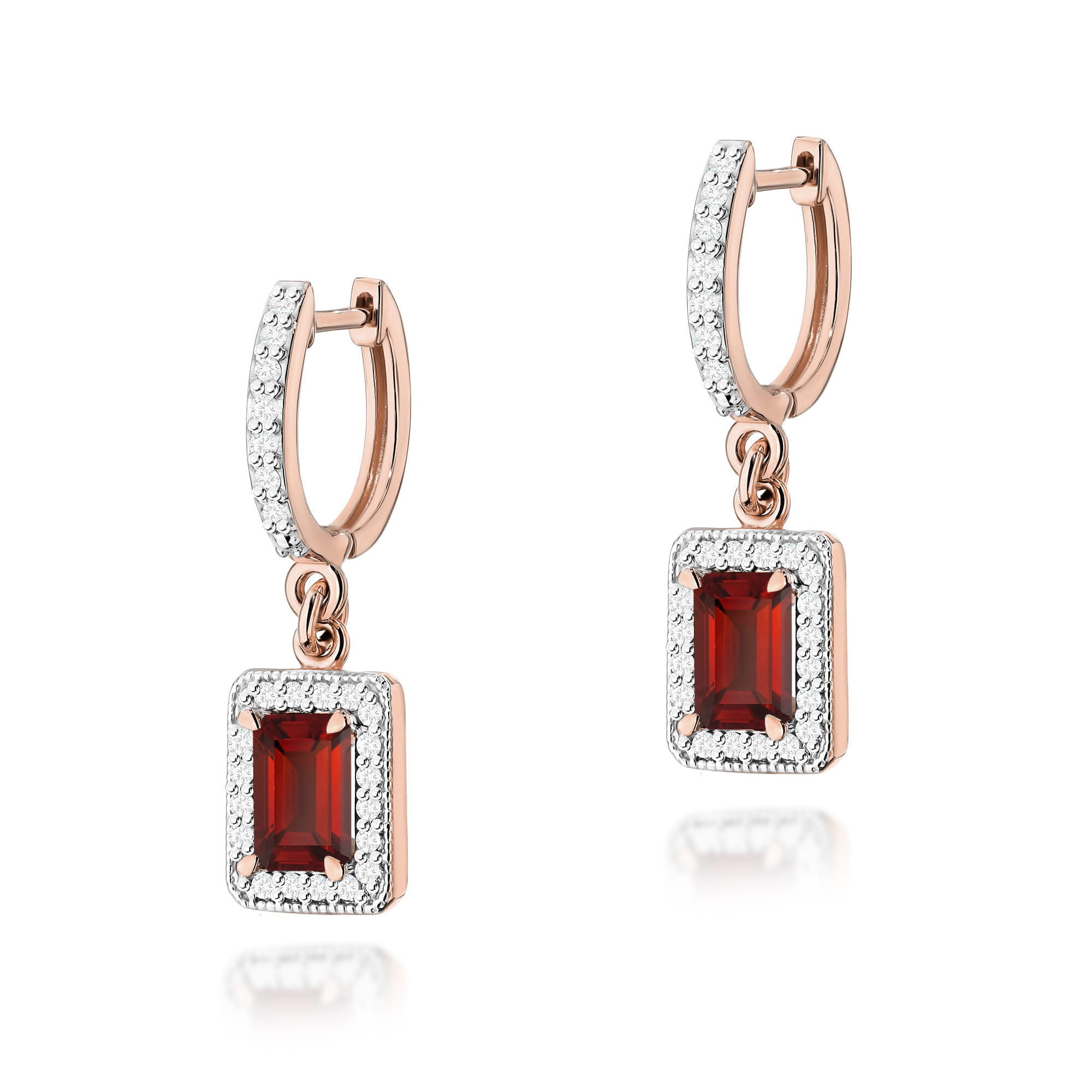 Kolczyki K0422 Granat 2 x 0,70ct różowe złoto