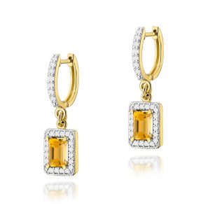 Kolczyki K0422 Cytryn 2 x 0,60ct żółte złoto