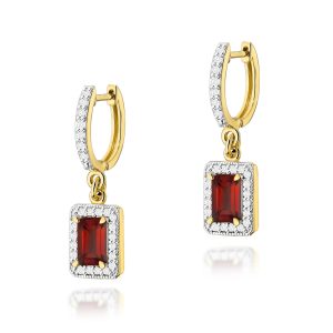 Kolczyki K0422 Granat 2 x 0,70ct żółte złoto