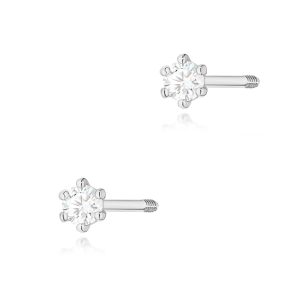 Kolczyki K0501 Diament 2 x 0,04ct białe złoto sztyft zakręcany