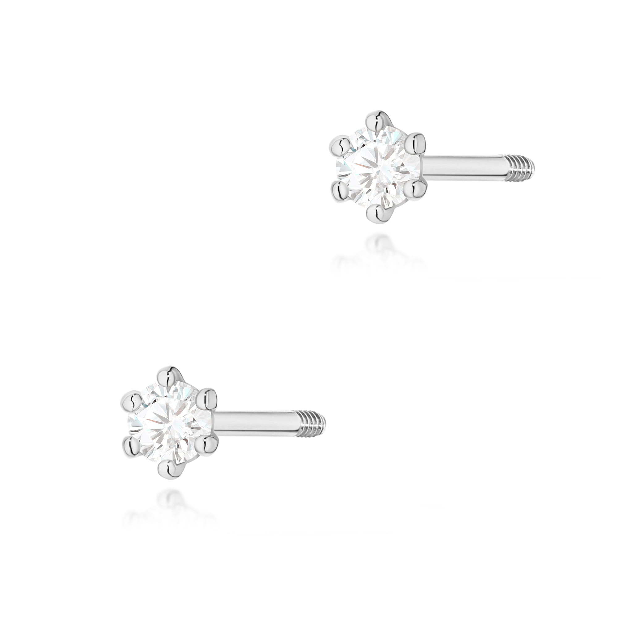 Kolczyki K0501 Diament 2 x 0,04ct białe złoto sztyft zakręcany