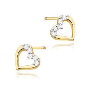 Kolczyki K0503 z diamentami żółte złoto sztyft zakręcany