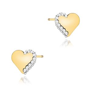 Kolczyki K0505 z diamentami żółte złoto sztyft zakręcany
