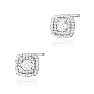 Kolczyki K0506 z diamentami laboratoryjnymi białe złoto sztyft zakręcany