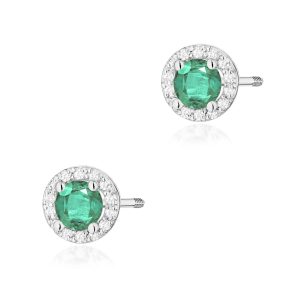 Kolczyki K0509 Szmaragd 2 x 0,50ct białe złoto sztyft zakręcany