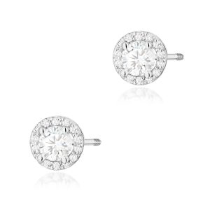 Kolczyki K0509 Biały Szafir 2 x 0,60ct białe złoto sztyft zakręcany
