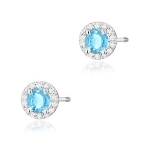Kolczyki K0509 Topaz Swiss 2 x 0,50ct białe złoto sztyft zakręcany