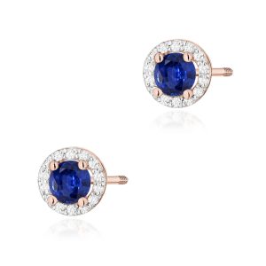Kolczyki K0509 Szafir 2 x 0,50ct różowe złoto sztyft zakręcany