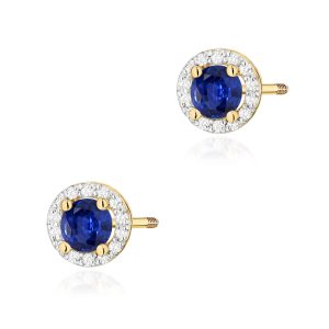 Kolczyki K0509 Szafir 2 x 0,50ct żółte złoto sztyft zakręcany