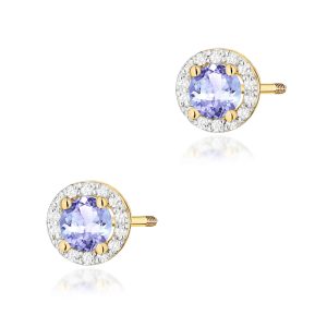 Kolczyki K0509 Tanzanit 2 x 0,50ct żółte złoto sztyft zakręcany
