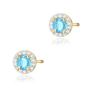 Kolczyki K0509 Topaz Swiss 2 x 0,50ct żółte złoto sztyft zakręcany