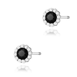 Kolczyki K0510 Czarny Diament 2 x 0,50ct białe złoto sztyft zakręcany